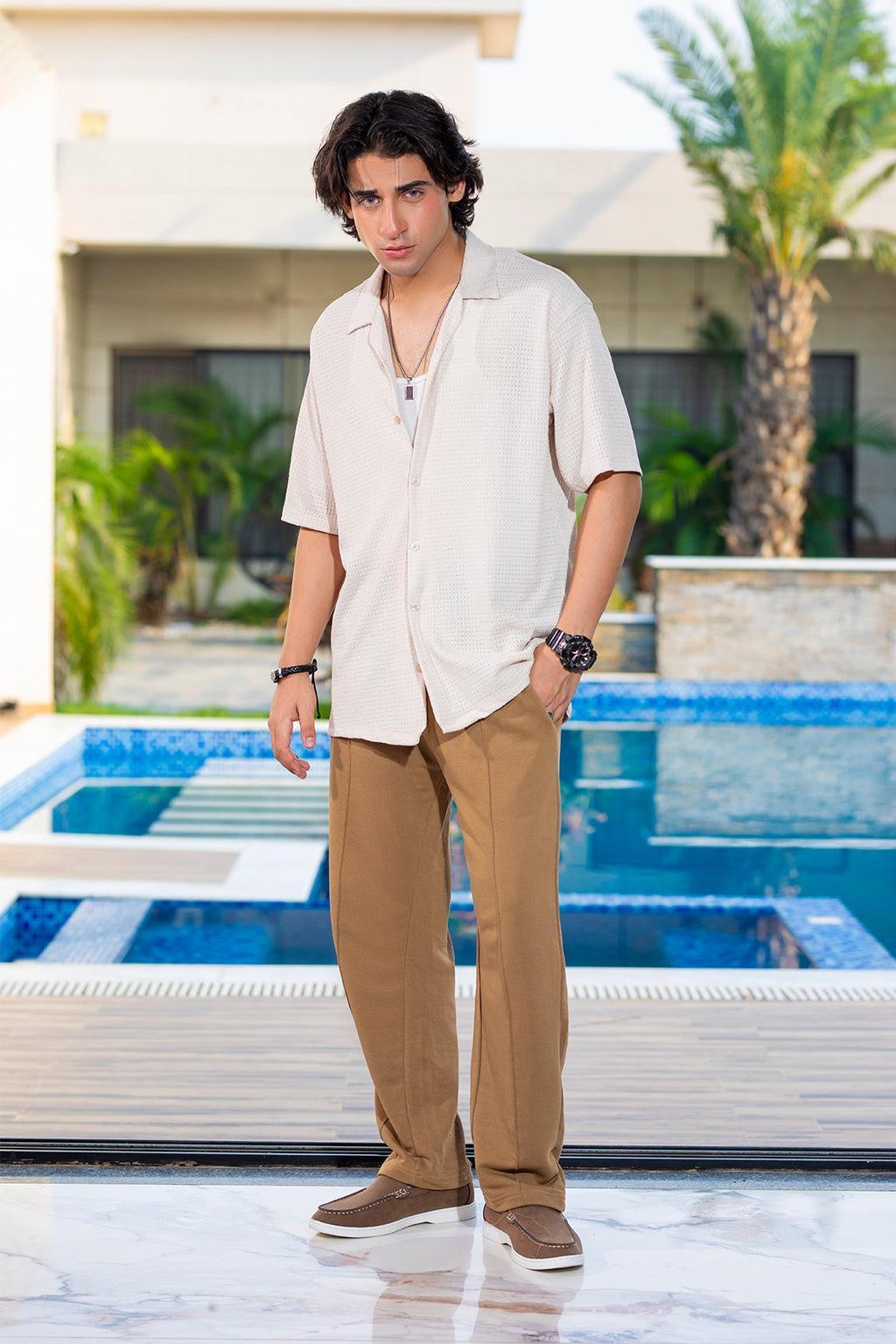 Daily Drape Relaxed Fit Trousers - Camel Smart Streetwear for Men for Effortless Style