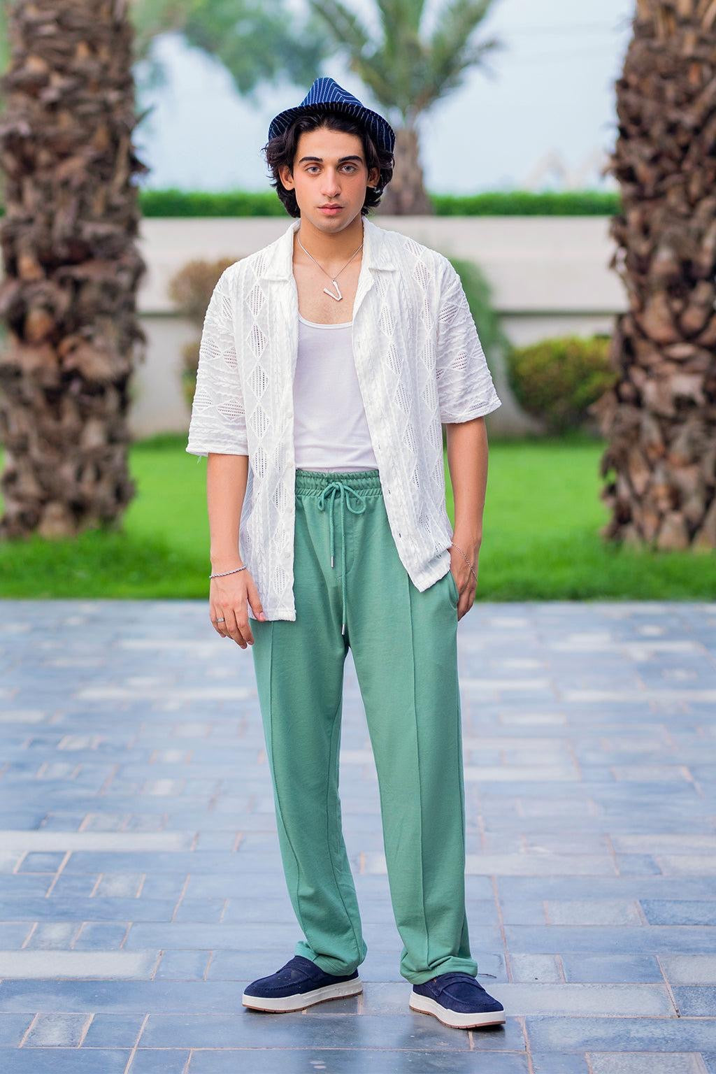 Cut and Sew Trousers - Dusty Seafoam green