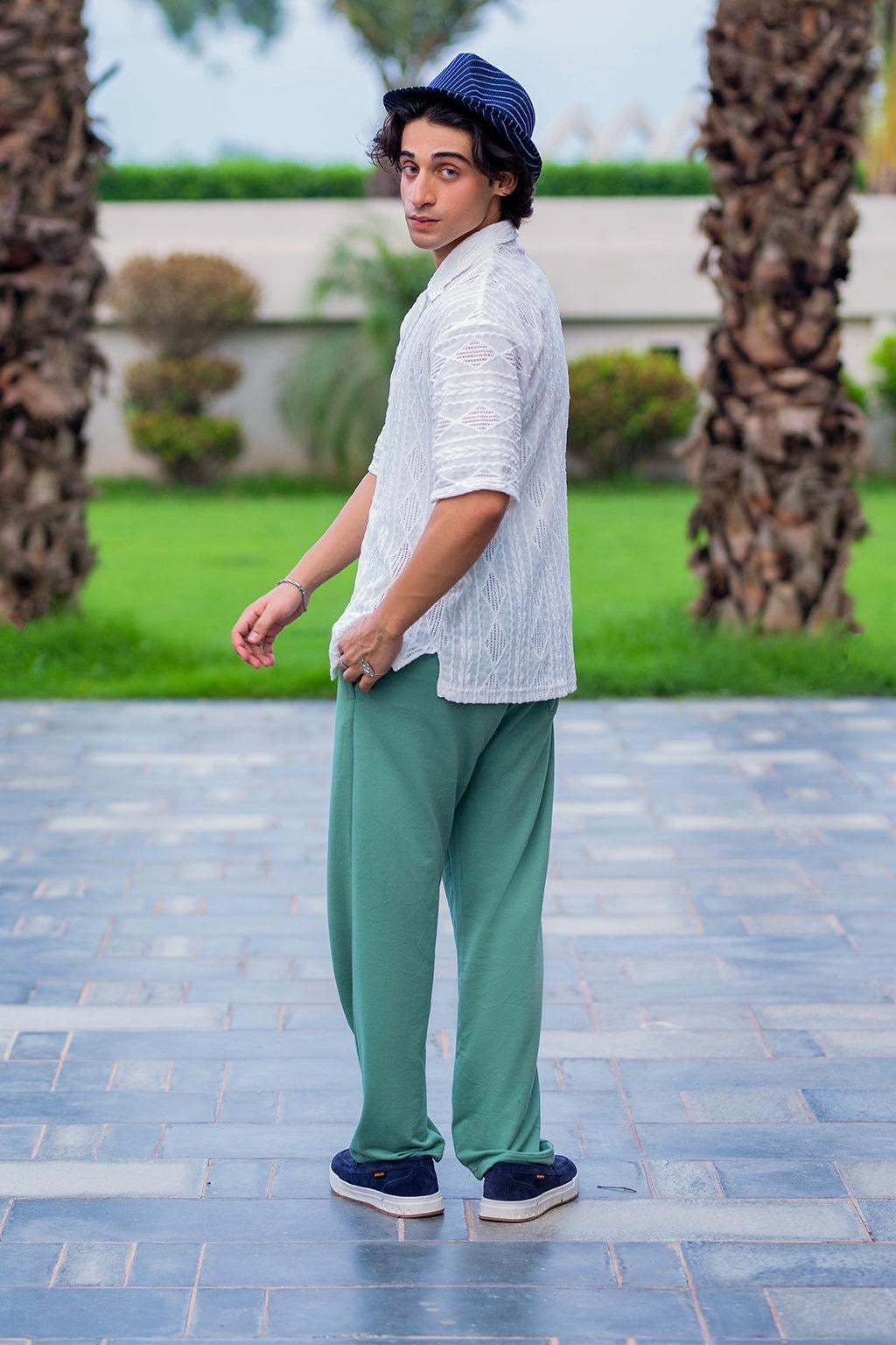 Cut and Sew Trousers - Dusty Seafoam green