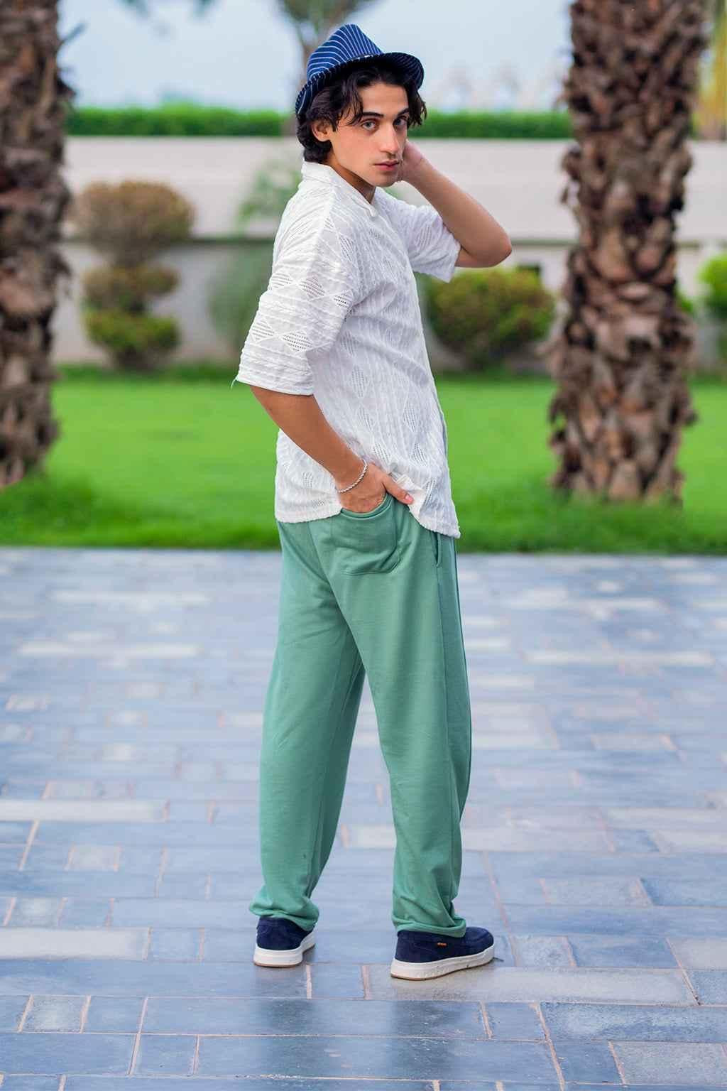 Cut and Sew Trousers - Dusty Seafoam green