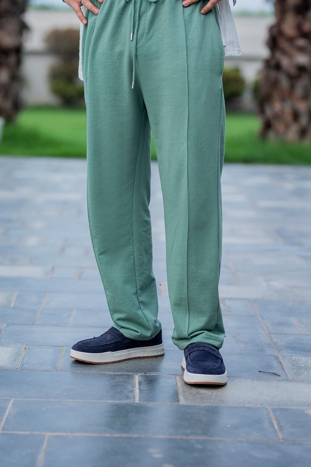 Cut and Sew Trousers - Dusty Seafoam green
