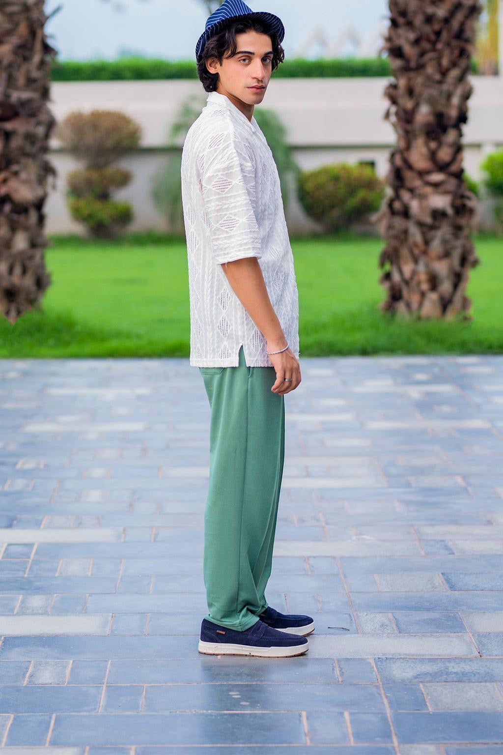 Cut and Sew Trousers - Dusty Seafoam green