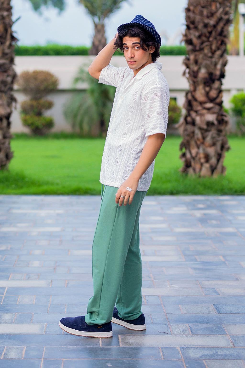 Cut and Sew Trousers - Dusty Seafoam green