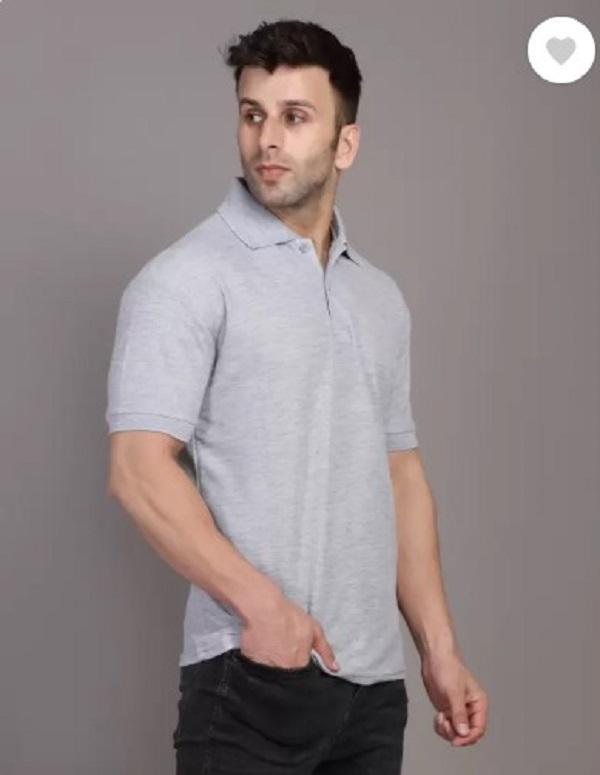 Men's Cotton Plain Polo T-Shirt - 1 Pc Round Neck