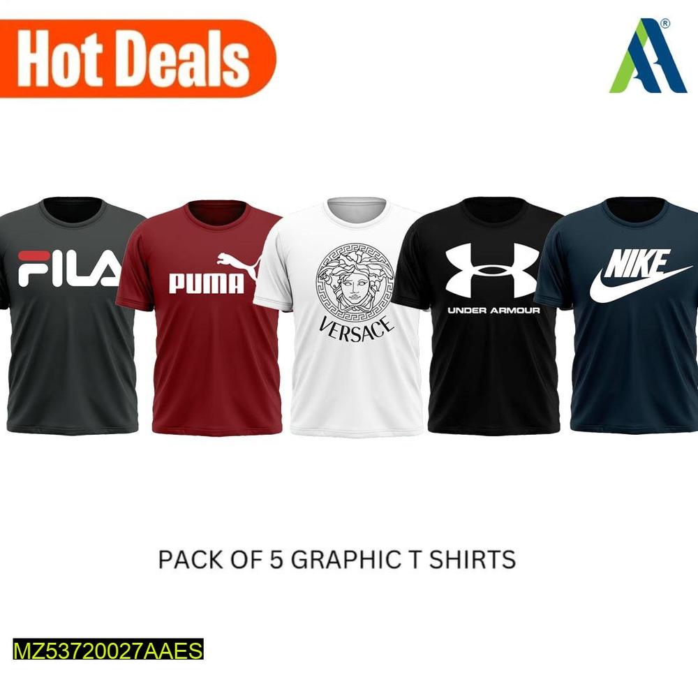Jersey Graphic T-Shirt - Pack Of 5 (Super Discount offer)
