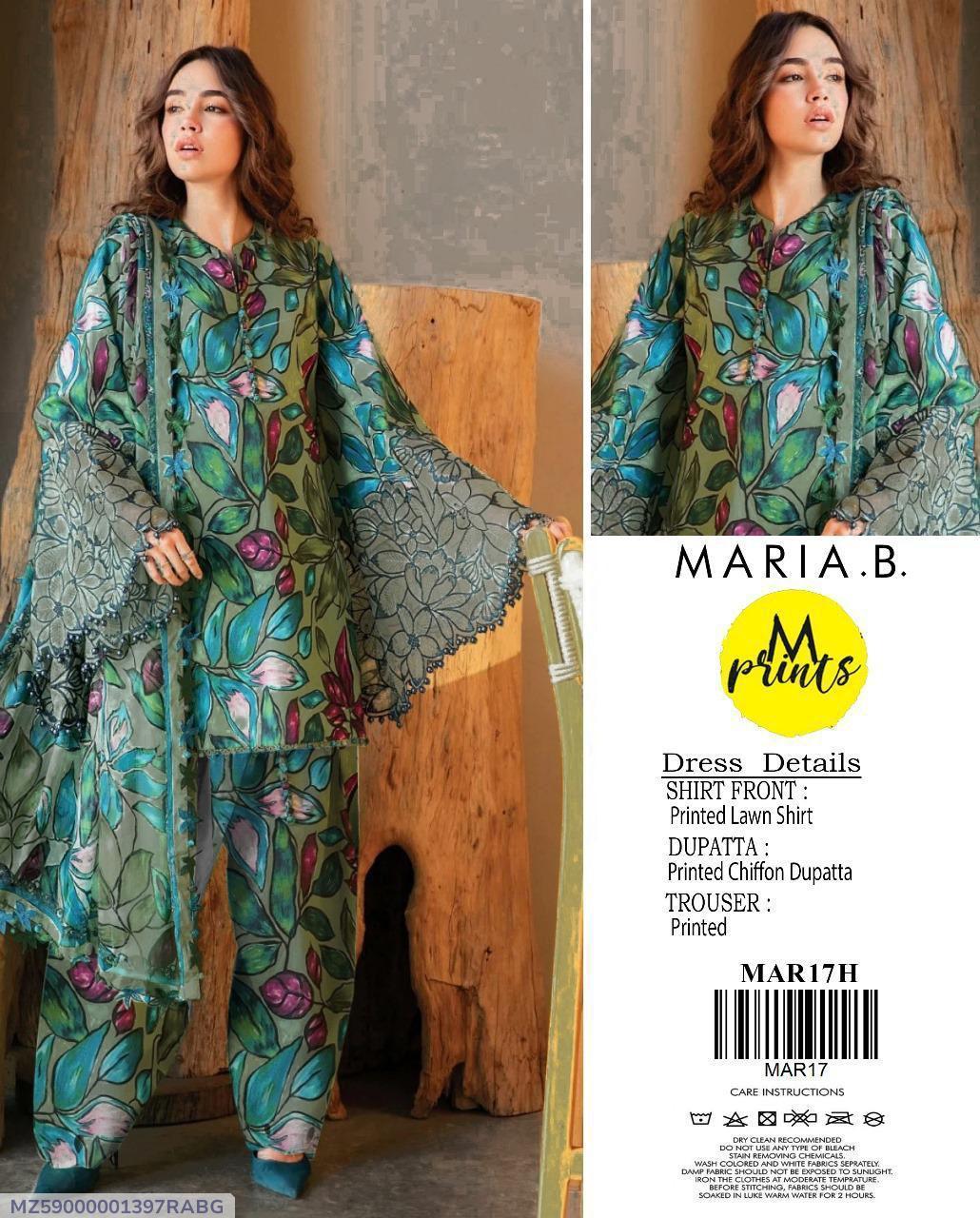 3 Pcs Women's Unstitched Printed Suit