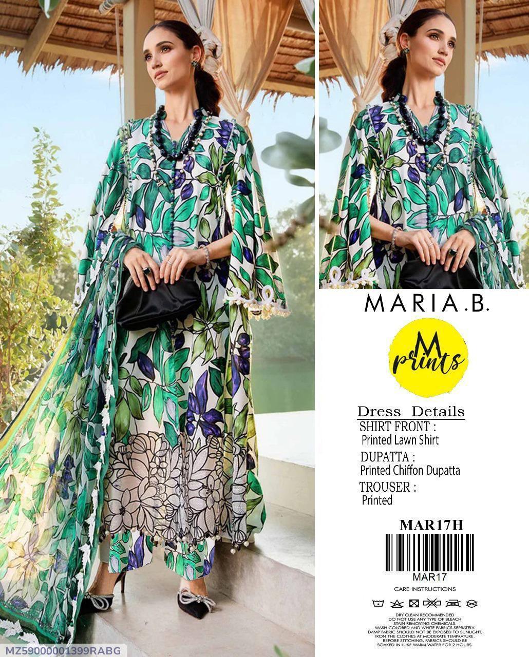 3 Pcs Women's Unstitched Printed Suit