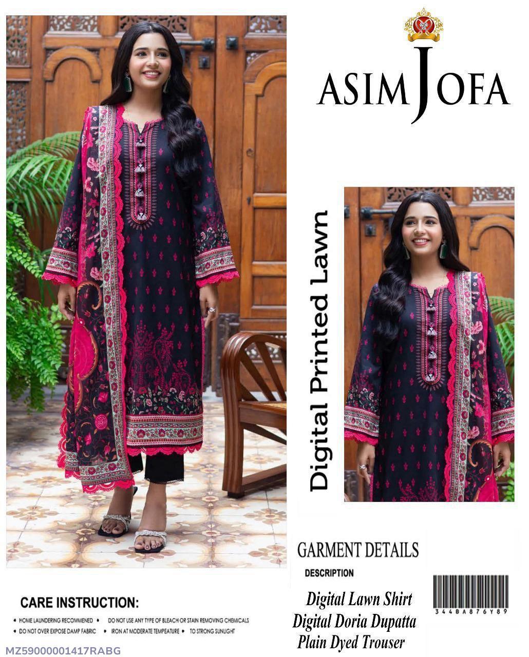 3 Pcs Women's Unstitched Printed Suit
