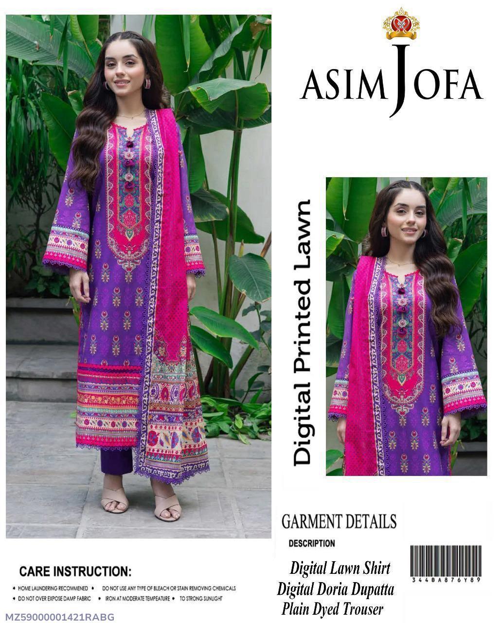 3 Pcs Women's Unstitched Printed Suit