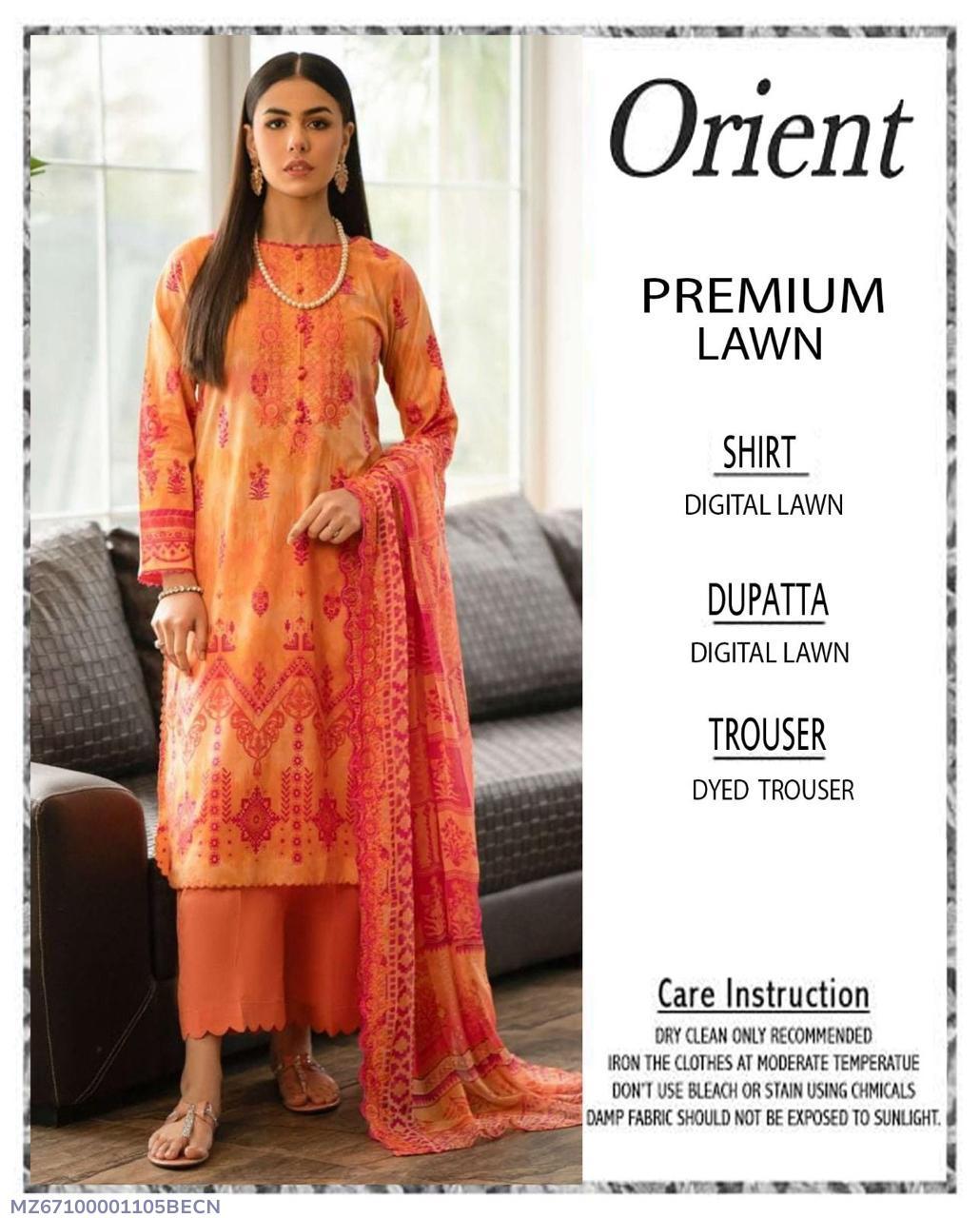 3 Pcs Women's Unstitched Printed Suit