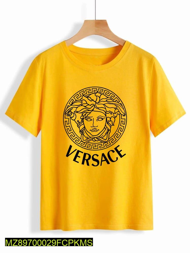 1 Pc Cotton Printed Unisex T-Shirts - Yellow