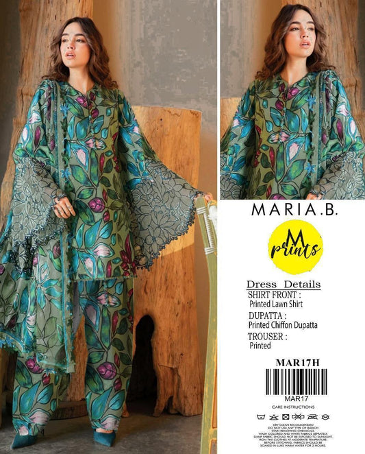 3 Pcs Women's Unstitched Printed Suit