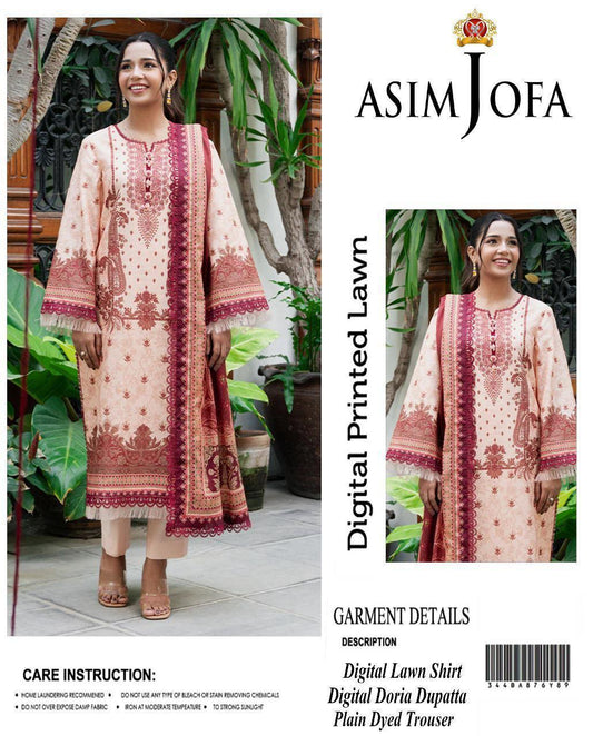 3 Pcs Women's Unstitched Printed Suit