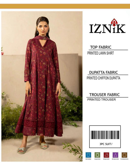 3 Pcs Women's Unstitched Printed Suit